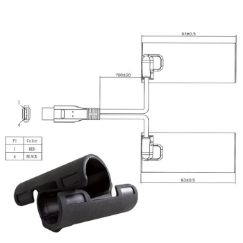 Heizklemmschalen "X-CLAWS"  KOSO , DC 5V/10W/2,1A  USB Kabel 70cm  schwarz  L 94 x Ø 31-35mm