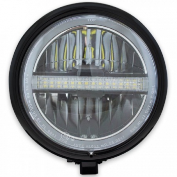 LED-Scheinwerfer "Horizon"  5-3/4", schwarz glanz, chrom Reflektor, M10 unten, Ø 155mm, Einsatz Ø 143 mm, E-geprüft