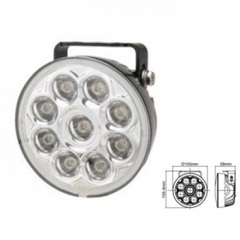 Fernscheinwerfer LED "Nove", chrom Ø=100 x 58mm, 9 Power LED s, E-geprüft