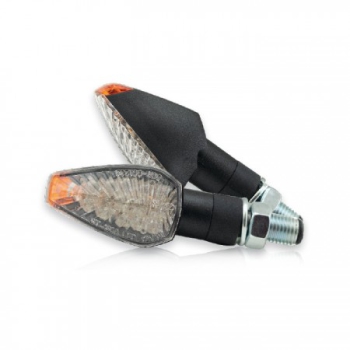 LED-Blinker "PEAK"schwarz , kurz , M10 , klares & konvexes Glas , E-geprüft