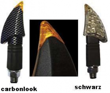 LED Mini-Blinker "BOW" carbon/lang (Paar)