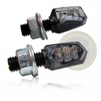 LED-Blinker  "New Nano"schwarz , getönt , M8 , L 23 x B 13 x H 15 mm , E-geprüft nur für hinten