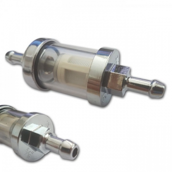 Benzinfilter Chrom/Glas 8mm