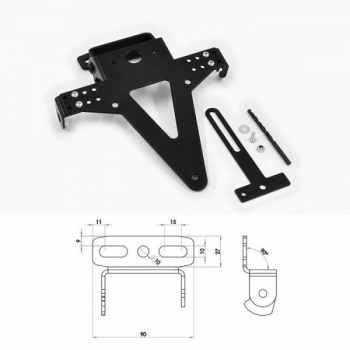 Kennzeichenhalter UNIVERSAL  Typ 7,  schwarz , verstellbar , inkl. Reflektorhalter