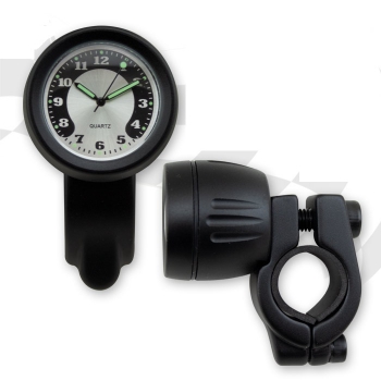 Lenker Quartz Uhr schwarz 7/8+1 Zoll, wasserdicht Ø 40mm lange Version