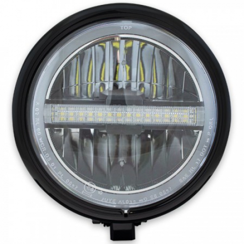 LED-Scheinwerfer "Horizon"  5-3/4", schwarz glanz, chrom Reflektor, M10 unten, Ø 155mm, Einsatz Ø 143 mm, E-geprüft