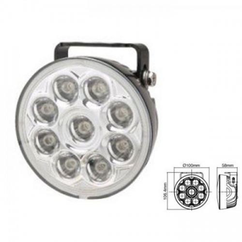 Fernscheinwerfer LED "Nove", chrom Ø=100 x 58mm, 9 Power LED s, E-geprüft