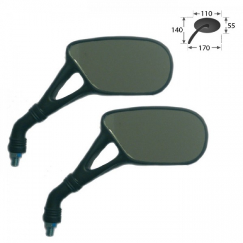 Mini Spiegel "AERO" schwarz 8mm(paar)
