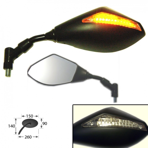 Spiegel mit LED-Blinker/Universal schwarz links