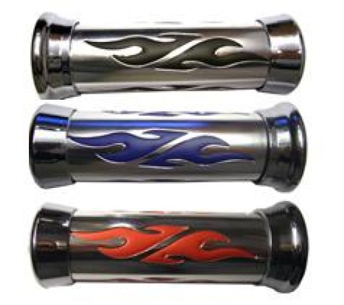 Motorrad Alu-Griffe "Spirit chrom-schwarz 7/8"=22mm L:135mm