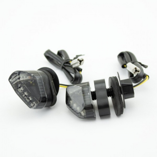 LED-Verkleidungsblinker "Yamaha+Universal"  getönt,  Paar, Maße: 40x28x38mm, mit Distanzhülse, E-geprüft