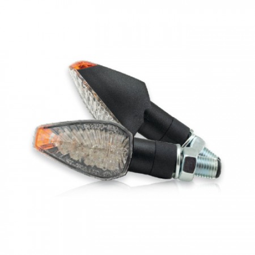 LED-Blinker "PEAK"schwarz , kurz , M10 , klares & konvexes Glas , E-geprüft