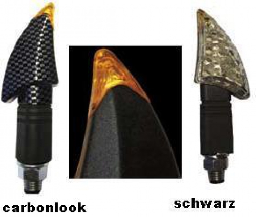 LED Mini-Blinker "BOW" carbon/lang (Paar)
