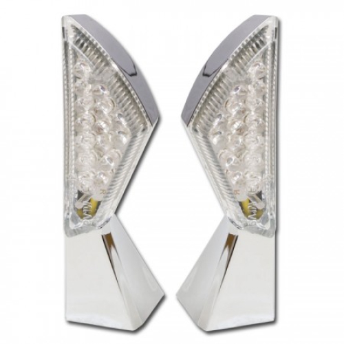 LED-Blinker "SQUARE"chrom , klar , Paar , M8 , L 44 x B 18 mm , E-geprüft