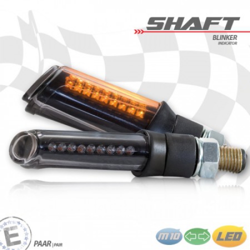 LED-Blinker "Shaft"schwarz , getönt , M10 , L 64 x B 24 x H 17mm , Paar , E-geprüft
