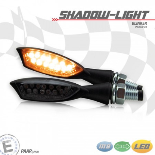 LED-Blinker "Shadow light"schwarz , Alu , M8 , Paar , LED , getönt , E-geprüft