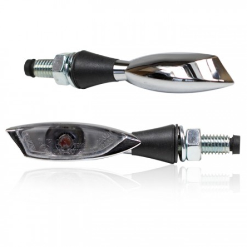 LED-Blinker "Shadow light"Paar , chrom , Alu , M8 , L65 x B16 x H14mm , getönt , E-geprüft