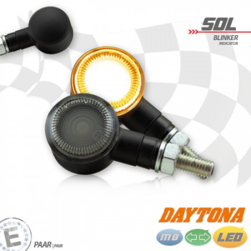 LED-Blinker "SOL"Alu , schwarz , getönt , Paar , M8 , L 72 x T 25,5 x H 30,5 mm , E-geprüft