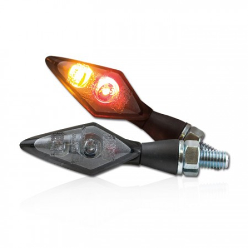 LED-Blinker-Rücklicht "SPARK"Schwarz , Alu , M8 , Paar ,L 48 x T 20 x H 22mm , getönt , E-geprüft