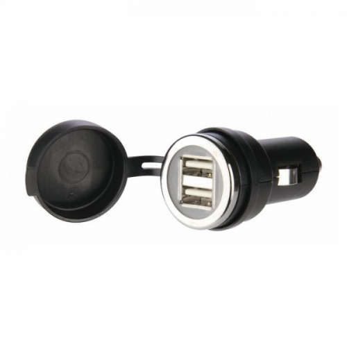 Ladeadapter 12+24V Doppel USB Buchse m.Deckel