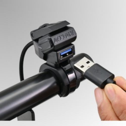 USB Steckdose "Daytona-Single" 3.0 Stromversorgung für den Motorradlenker QC3.0 (QuickCharge) USB-A Anschluss