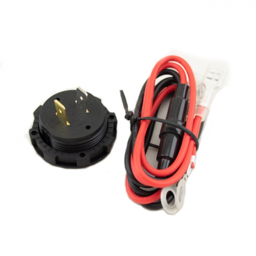Bord LED-Voltanzeige  schwarz  rote LED  Ösenkabellänge 60cm  12/24V DC  Ø 28mm  10A