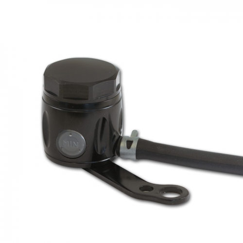 Bremsflüssigkeitsbehälter "Barrel" alu schwarz, inkl. Halter