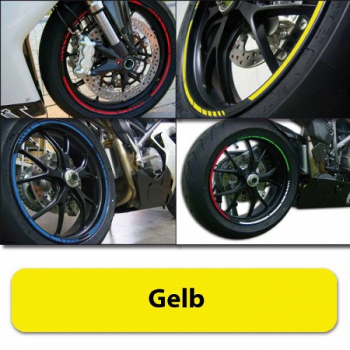 Felgenrandaufkleber "GP", gelb, 7 mm breit vorgeformt für 16-19" Felgen