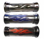 Motorrad Alu-Griffe "Spirit chrom-schwarz 7/8"=22mm L:135mm