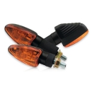 Mini Blinker "Arrow Grooved" gelbes Glas schwarz kurz (Paar)