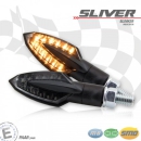 SMD-Blinker "Sliver"schwarz , M8 , getönt , Paar , L 51 x T 25 x H 23mm , E-geprüft