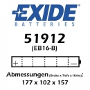 Batterie Exide Typ:51912/YB16B (19AH) für Ducati, Cagiva